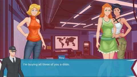 Paprikas Trainer wird intim mit der Totally Spies-Crew, die Dildos beinhaltet.