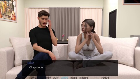 Un vieux bonhomme animé se laisse aller avec une jeune fille